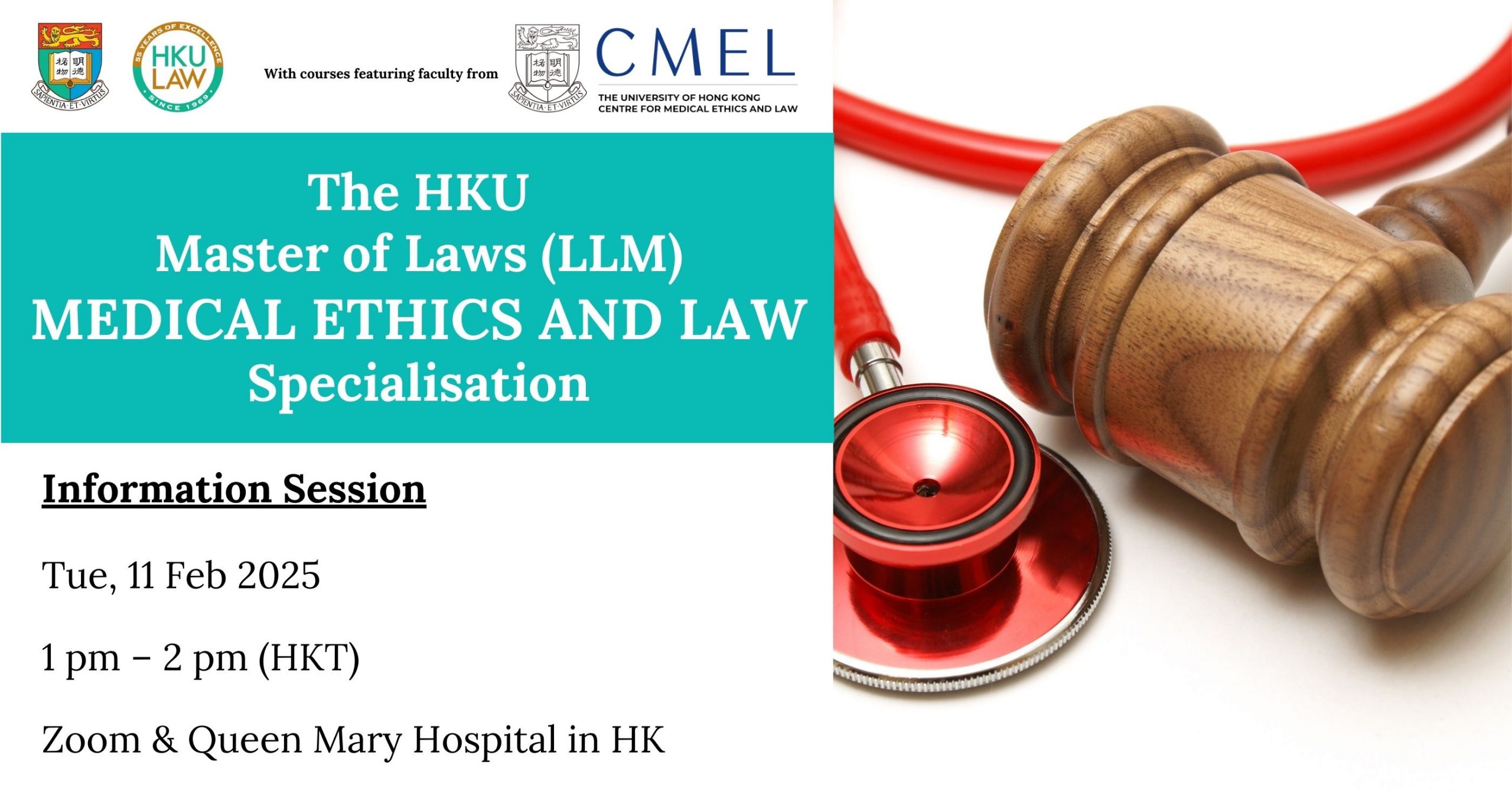 Poster of event titled "Information session of LLM with Specialisation in Medical Ethics and Law"