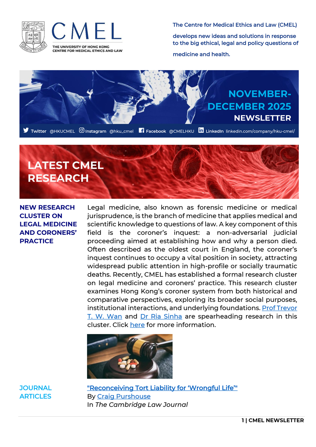 Page 1 of the newsletter